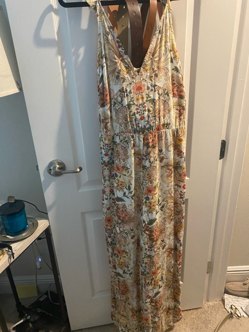 O'Neill Cream Floral V-Neck Maxi Dress with Earth Tones
